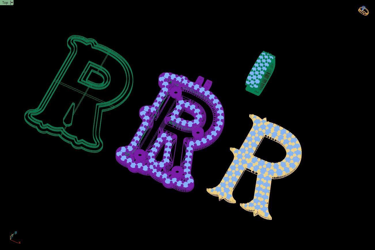 Custom Initial R Letter Diamond A to Z Alphabet Necklace 3D print model_16