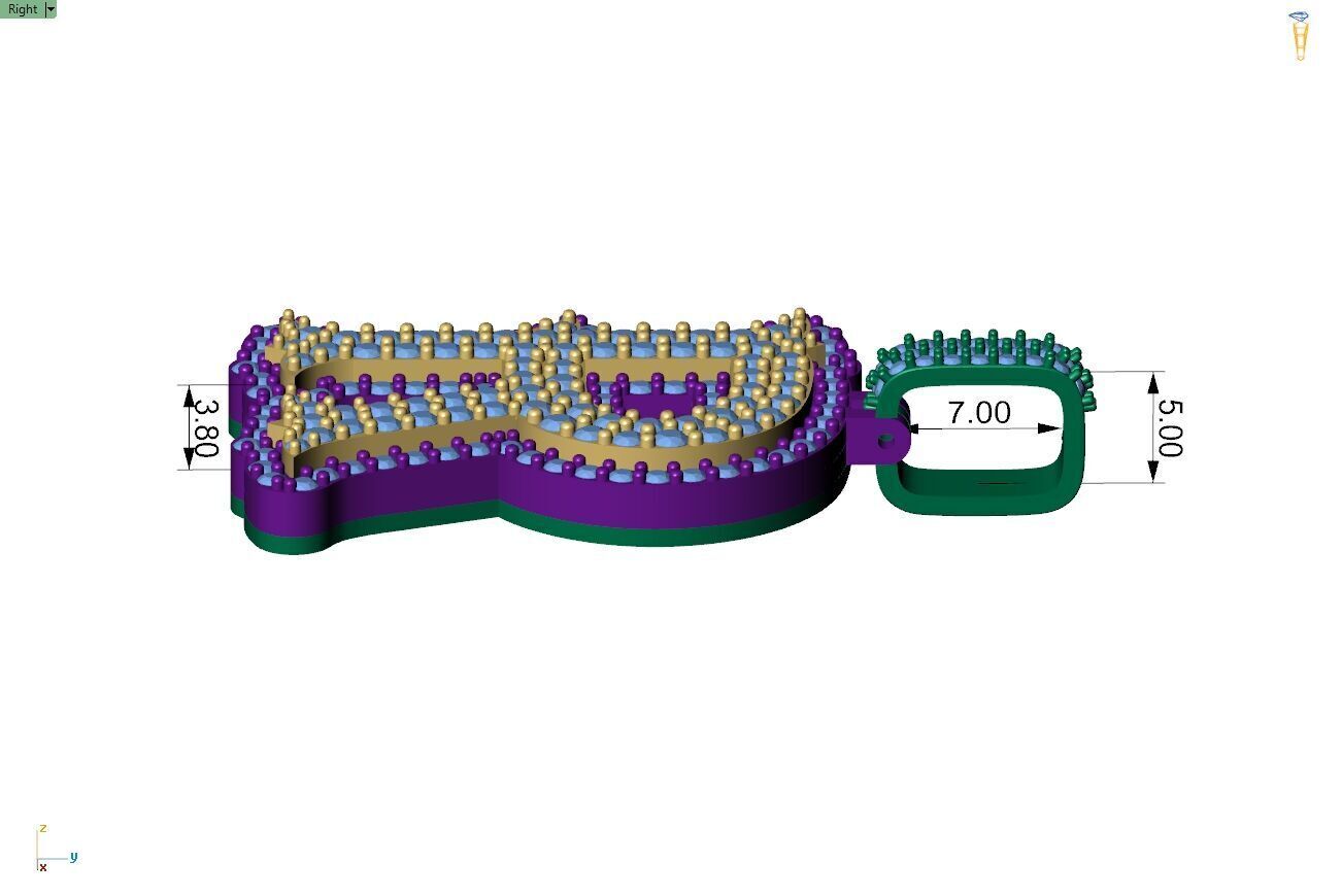 Custom Initial R Letter Diamond A to Z Alphabet Necklace 3D print model_7