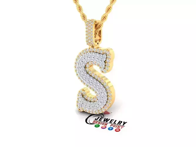 Custom Initial S Letter Diamond  A to Z Alphabet  Necklace