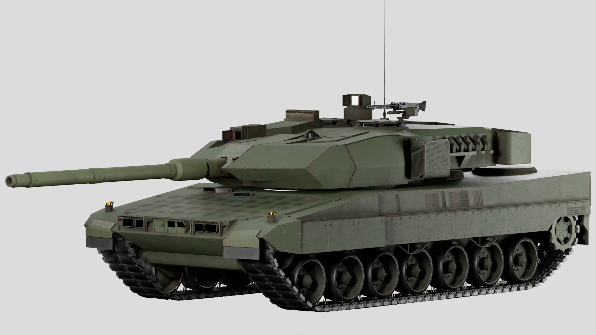 Lowpoly Leopard 2A7 German Main Battle Tank Low-poly 3D model_6