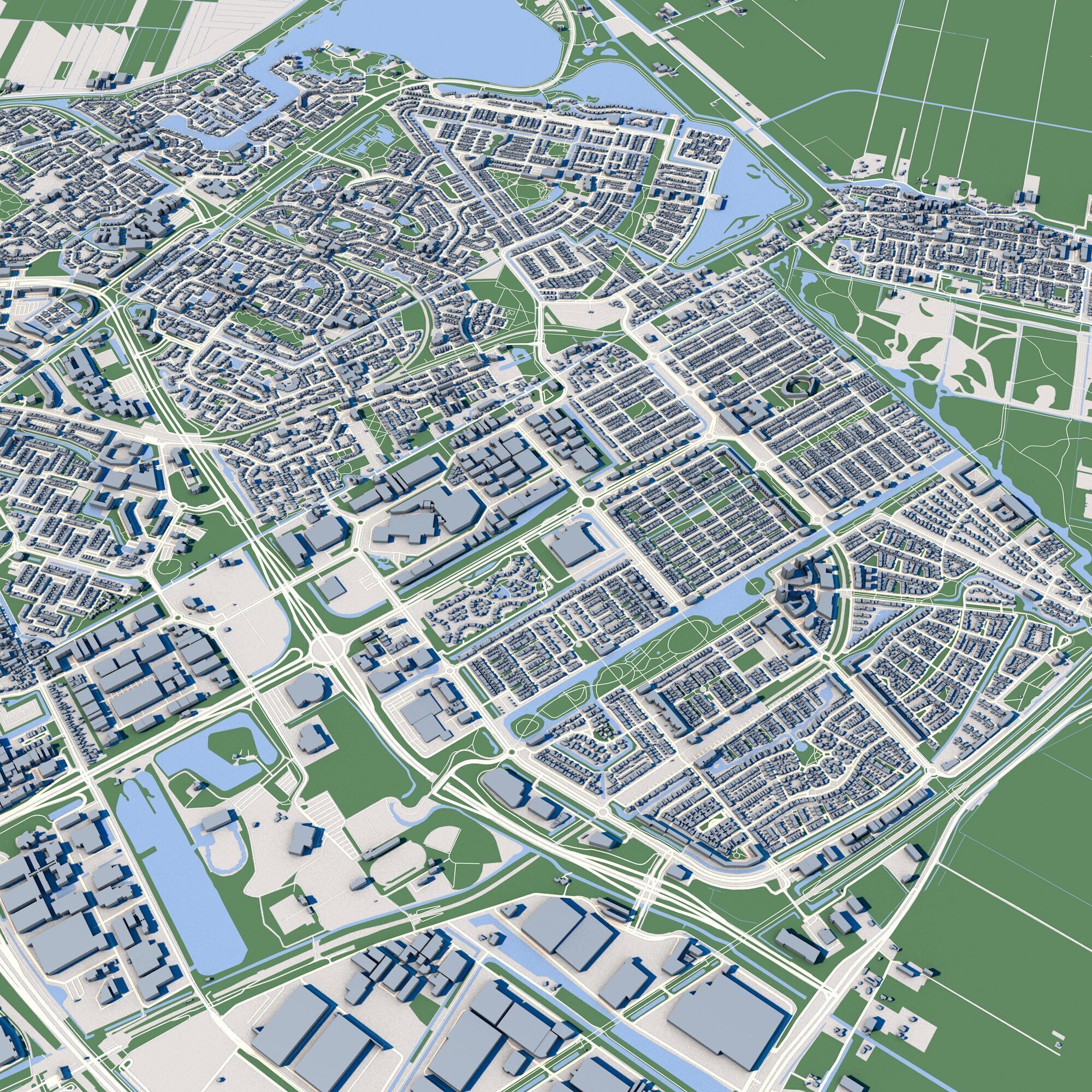 Cityscape Zoetermeer Netherlands 3D model_4
