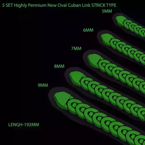 5 set of  Highly Premium Oval Cuban 3D Bracelet Strike type 3D Model Collection