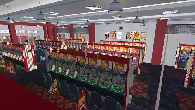 Japanese Pachinko Game Center Unity Ready 3D model