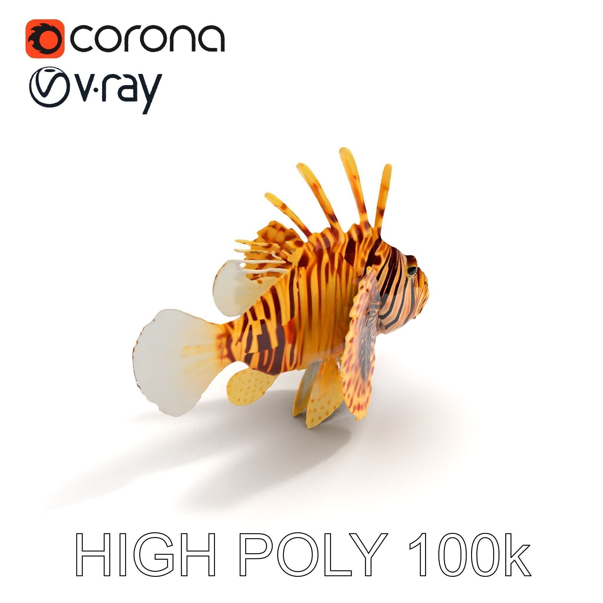 Lionfish D Model Pack for Aquatic Scenes Low-poly 3D model_11