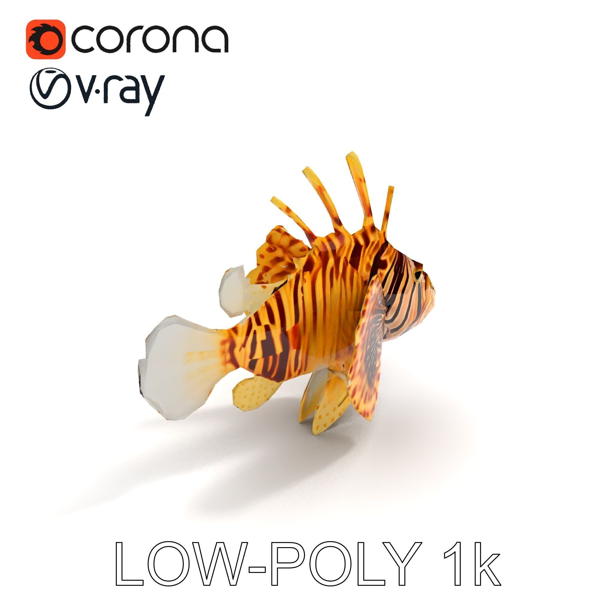 Lionfish D Model Pack for Aquatic Scenes Low-poly 3D model_7