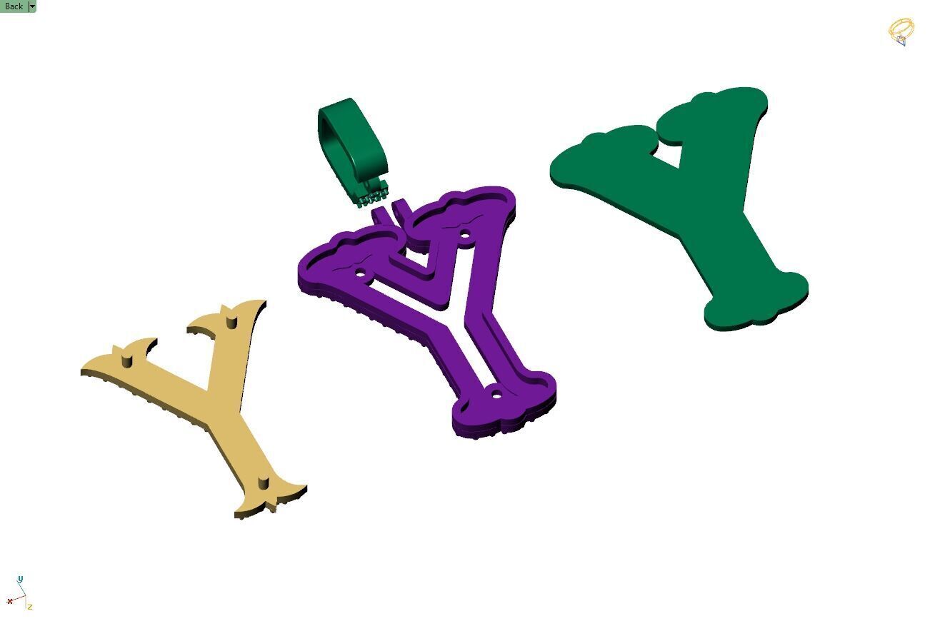 Custom Initial Y Letter Diamond A to Z Alphabet Necklace 3D print model_13