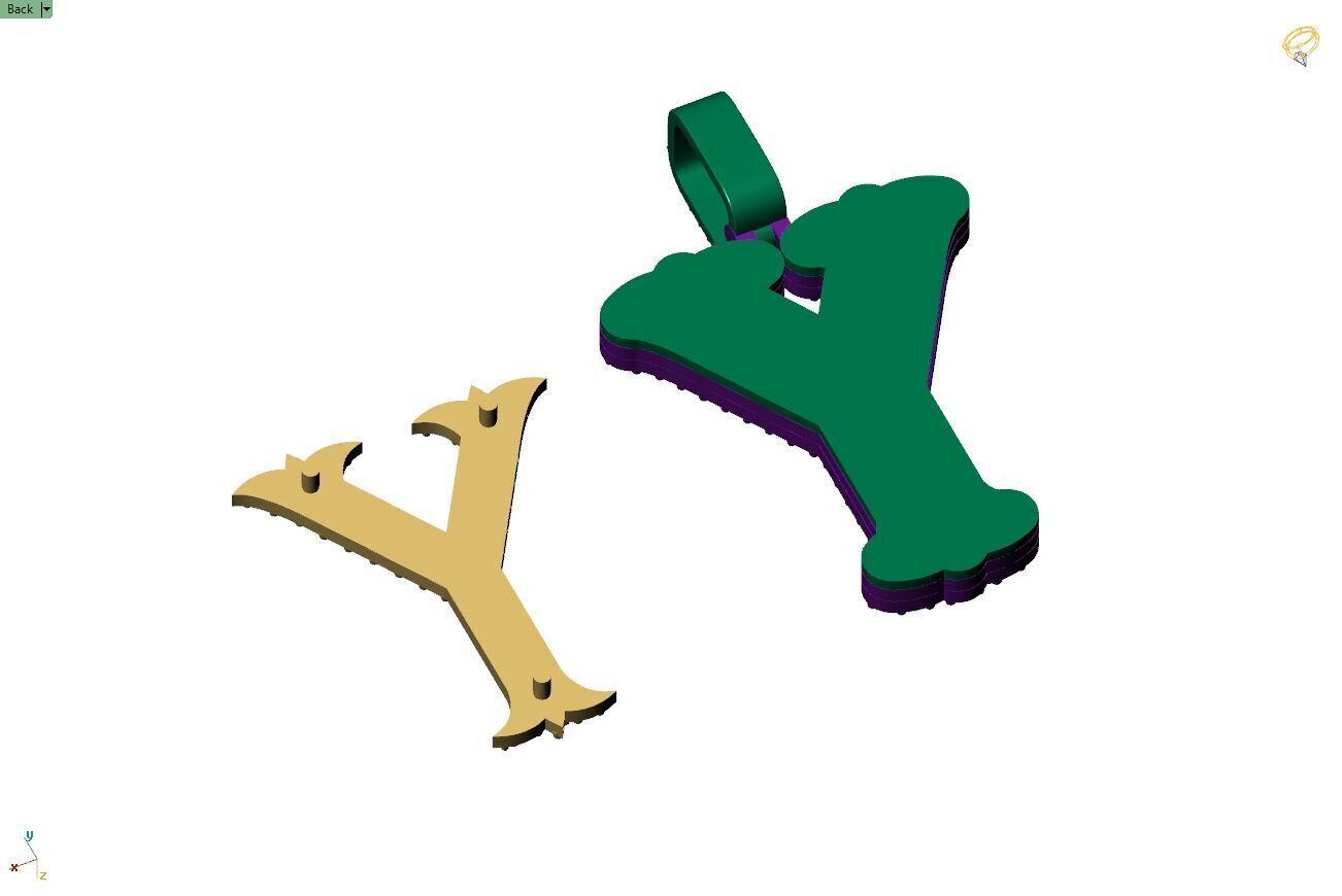 Custom Initial Y Letter Diamond A to Z Alphabet Necklace 3D print model_11