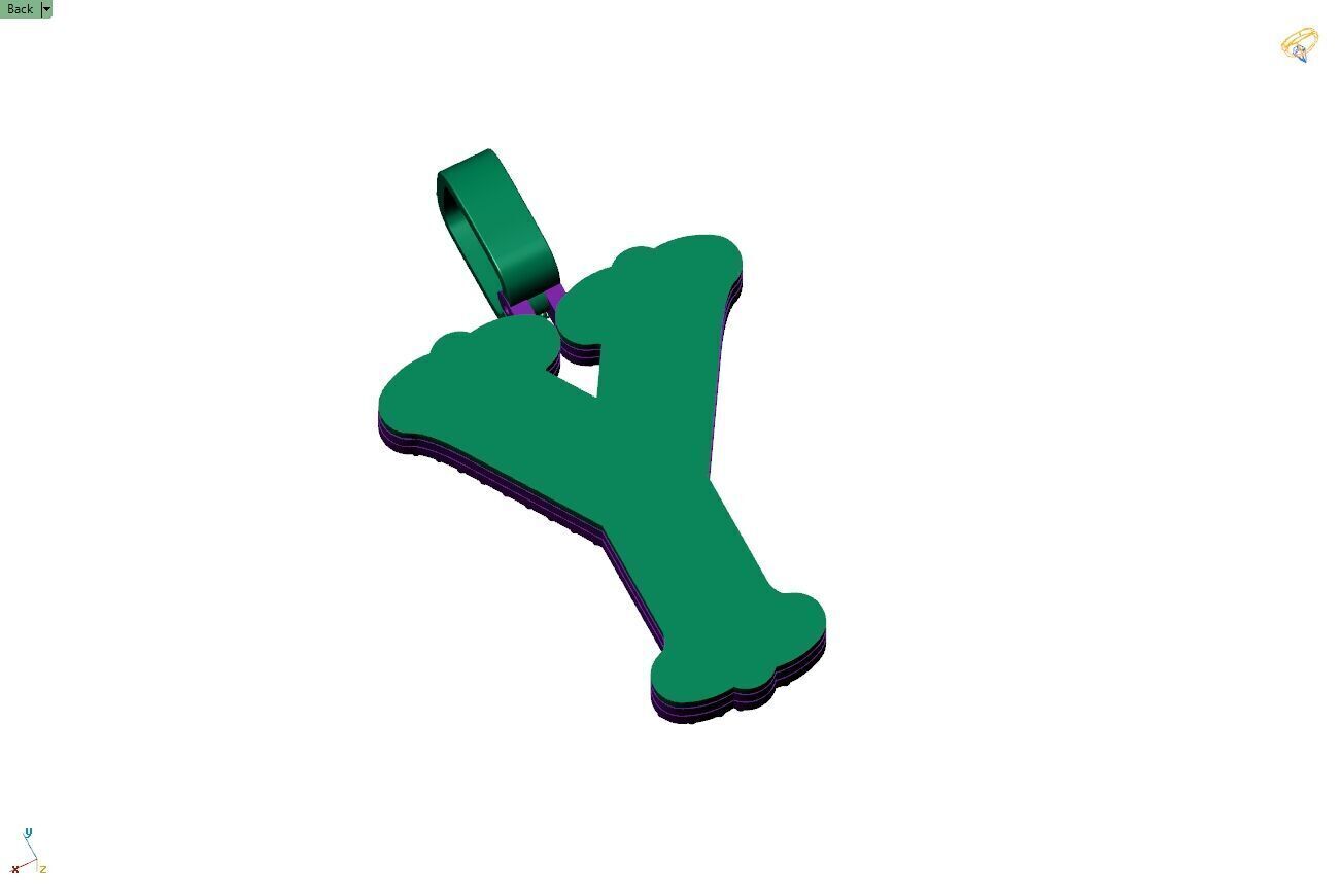 Custom Initial Y Letter Diamond A to Z Alphabet Necklace 3D print model_9