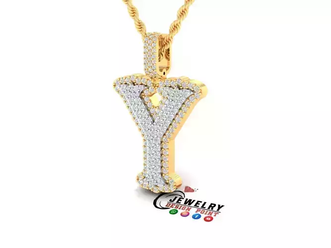 Custom Initial Y Letter Diamond  A to Z Alphabet  Necklace