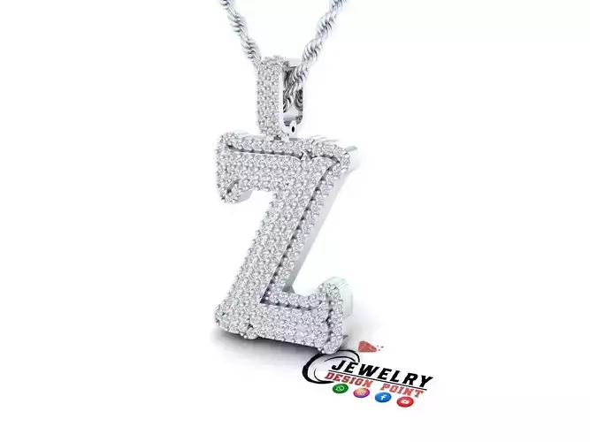 Custom Initial Z Letter Diamond  A to Z Alphabet  Necklace