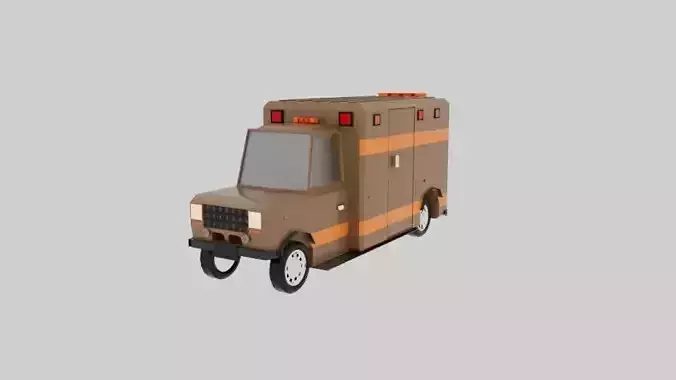 Low Poly Ambulance  Stylized Game-Ready Vehicle