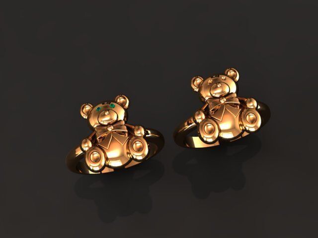 Teddy bear ring 3D print model_1