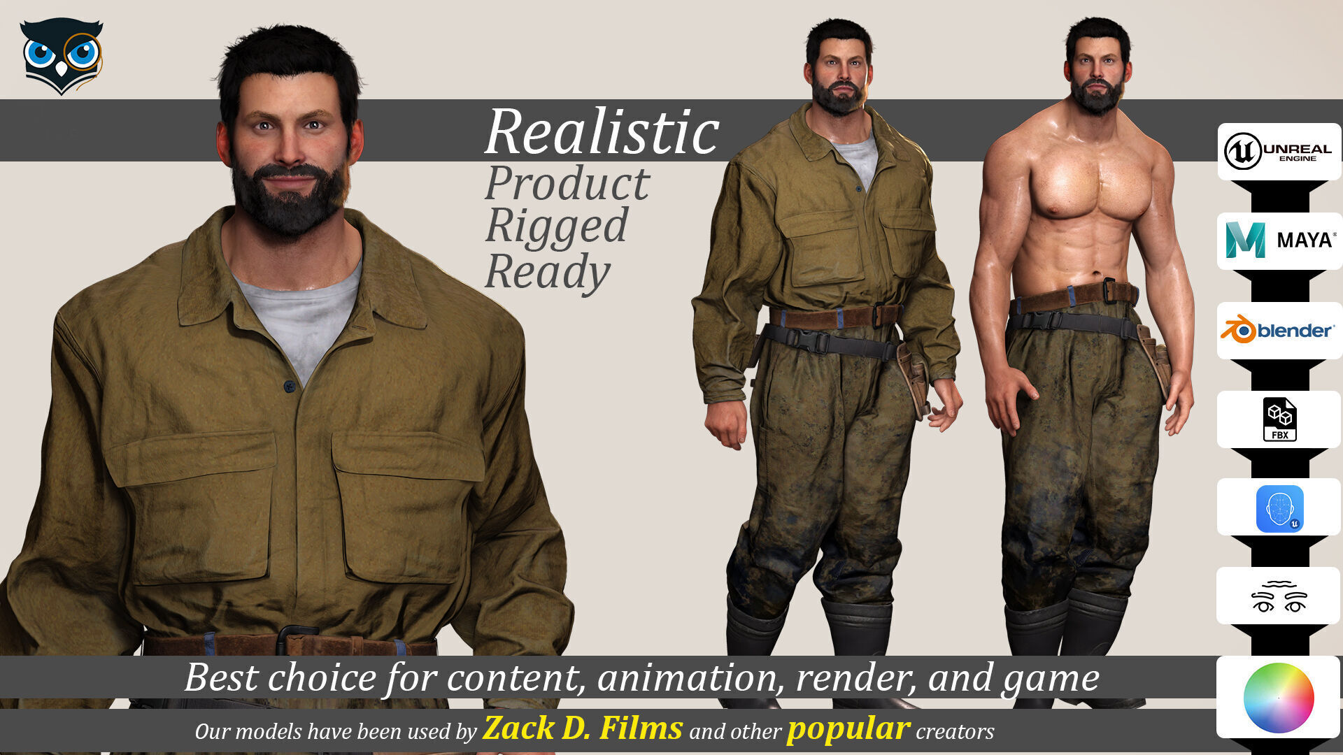 Rick Military Mechanic Game-Ready Repairman Character Low-poly 3D model_1