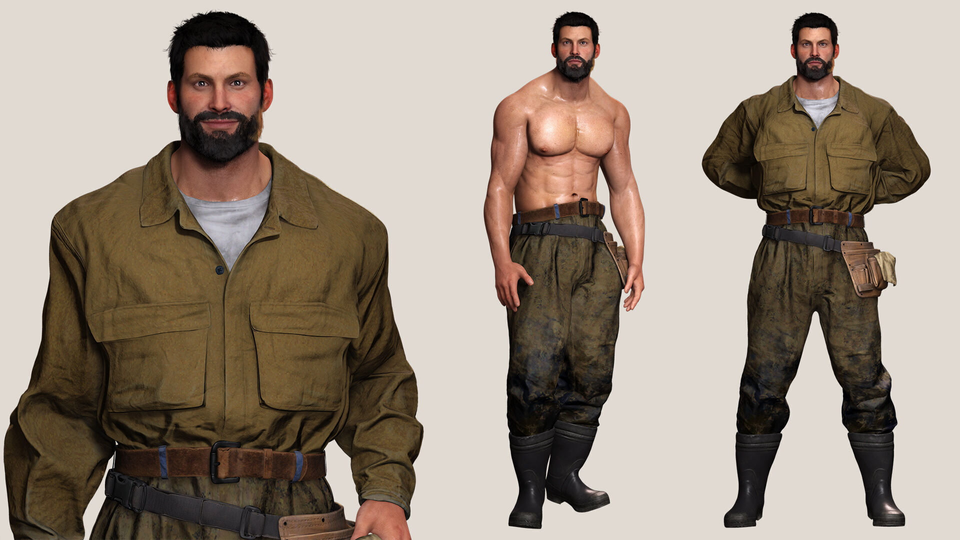 Rick Military Mechanic Game-Ready Repairman Character Low-poly 3D model_7