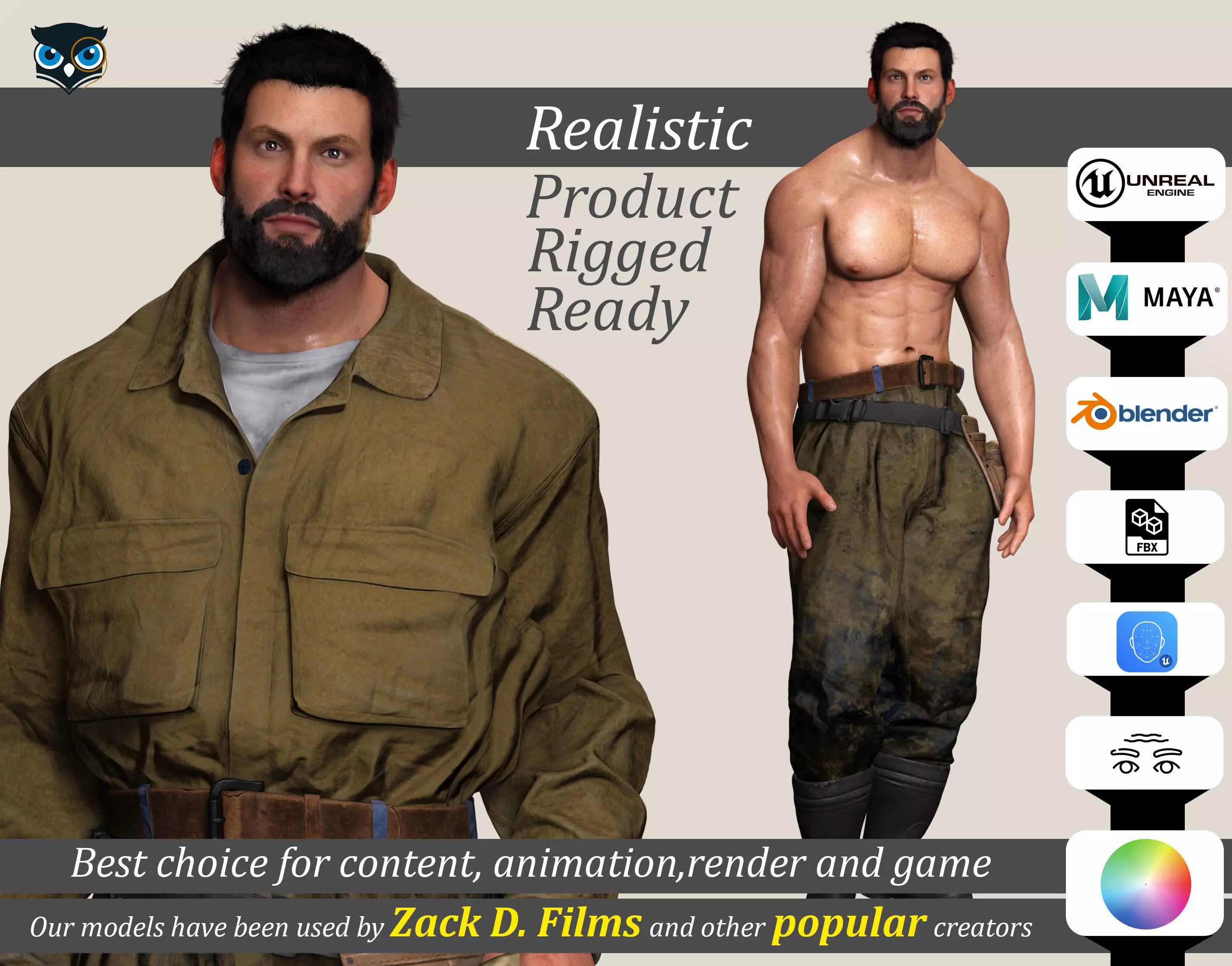 Rick Military Mechanic Game-Ready Repairman Character Low-poly 3D model_0