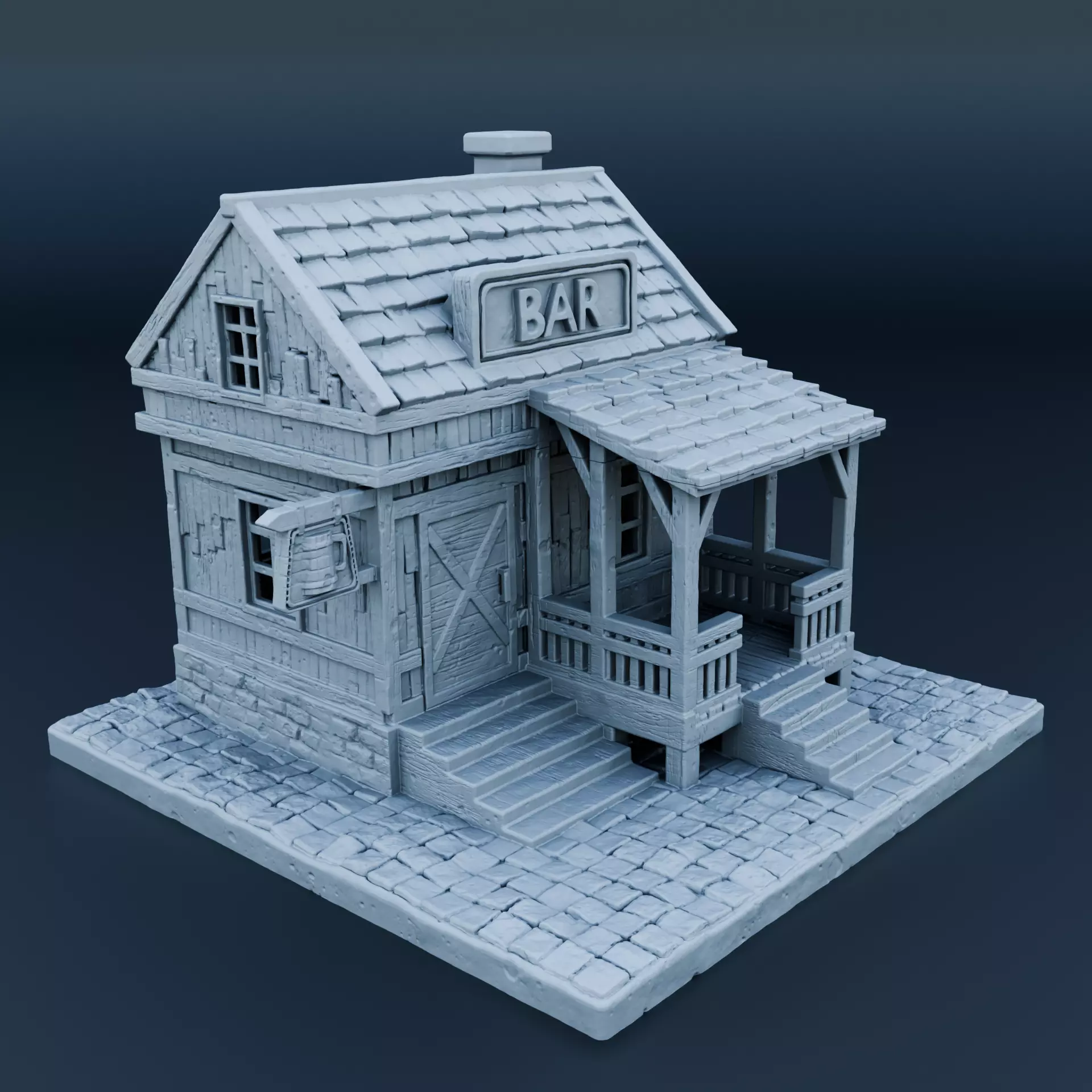 Medieval house 3D print model_0