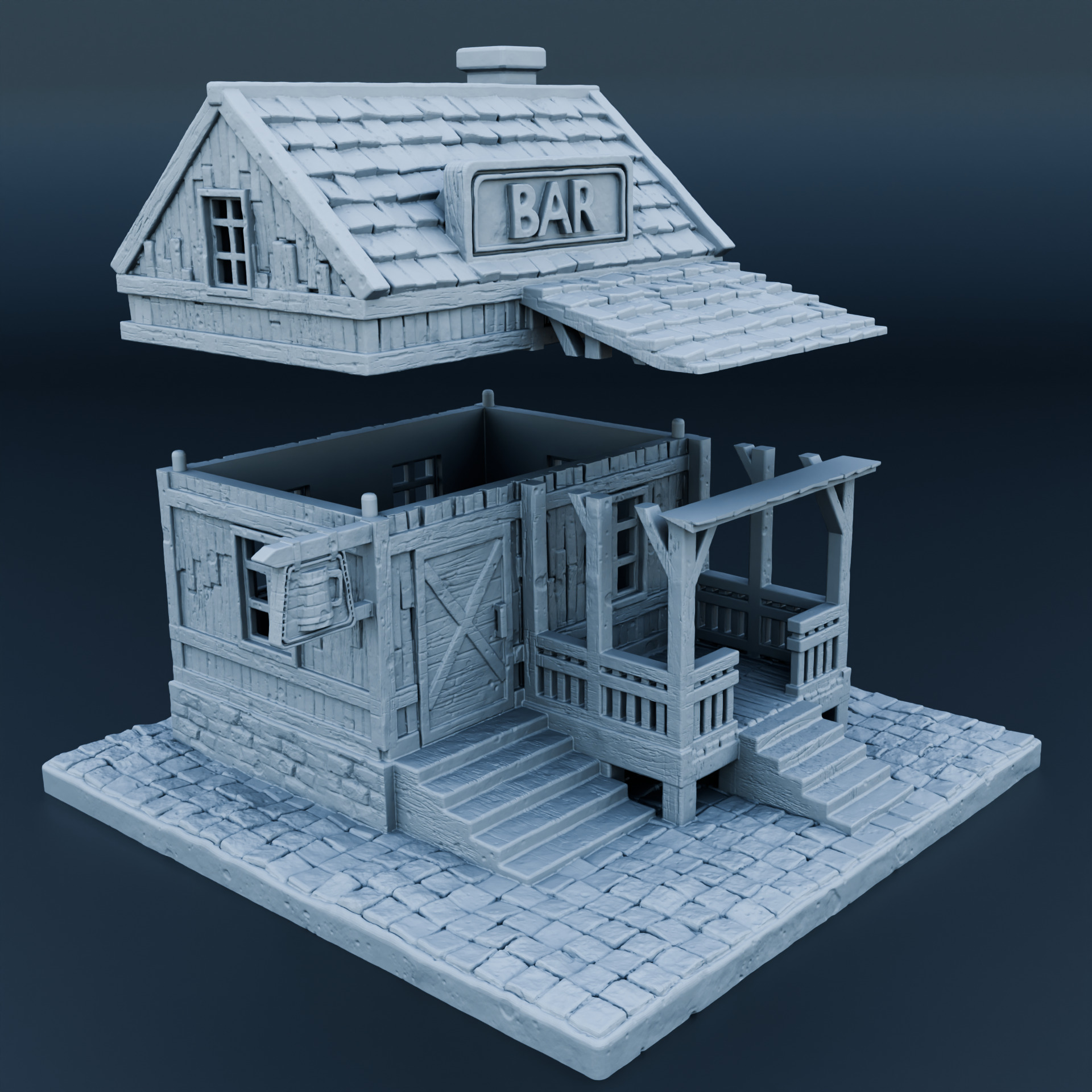 Medieval house 3D print model_2