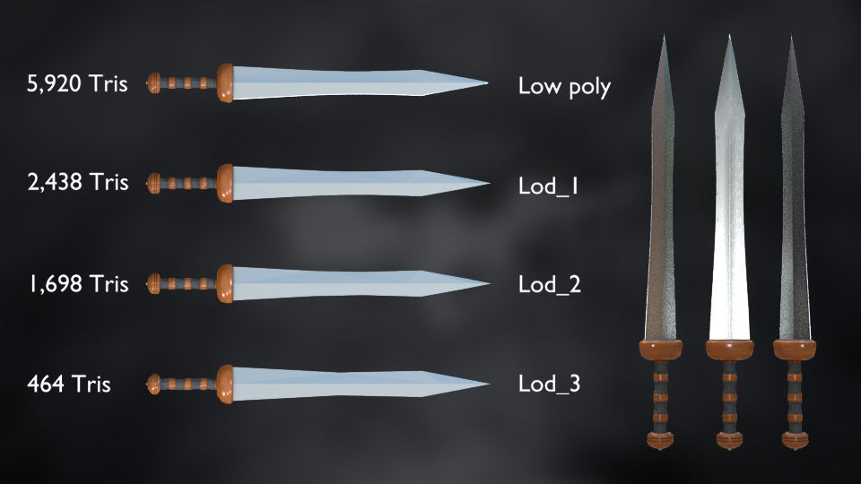 Gladius Mainz Sword Low-poly 3D model_1