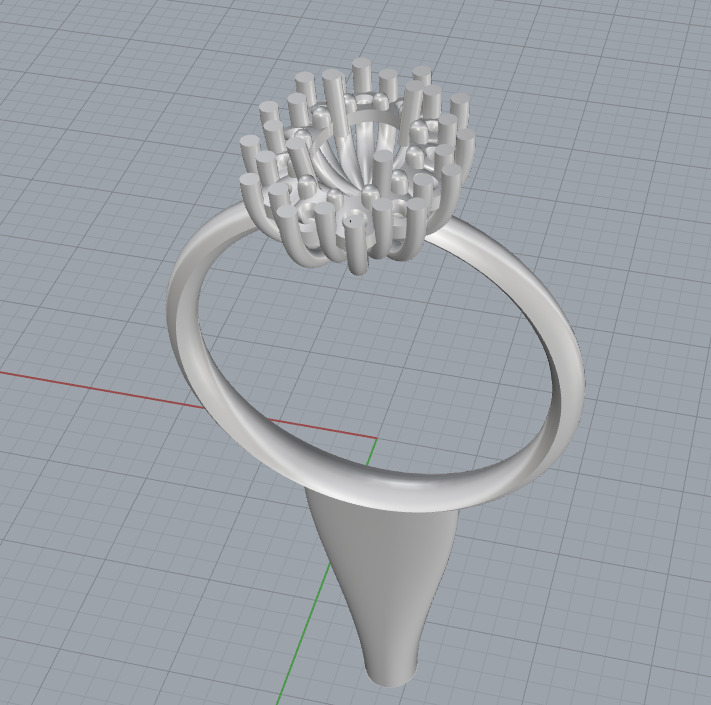 Elegant Crown Cluster Ring 3D print model_3