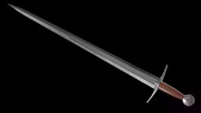 Medieval Sword Game-Ready 3D Model low poly