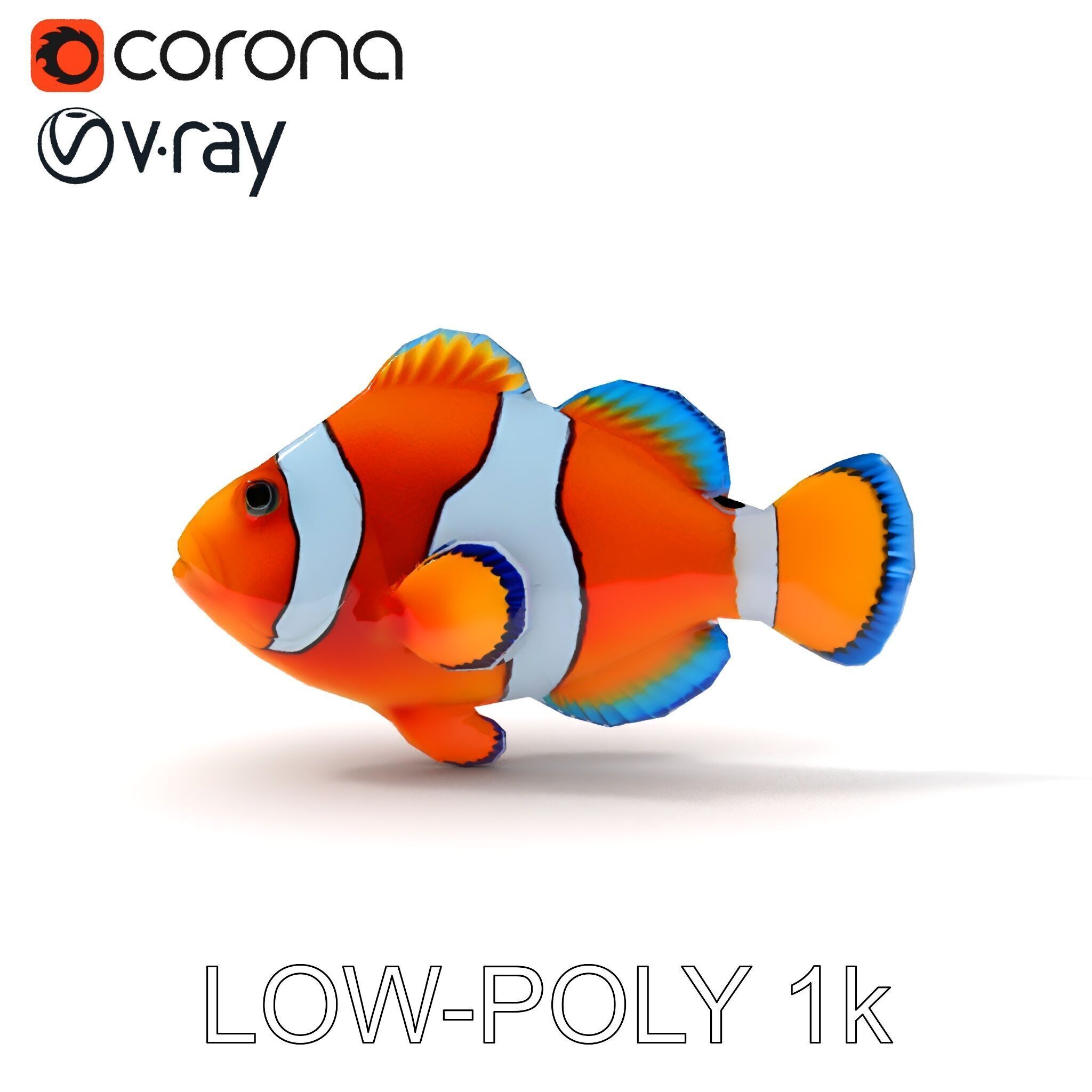 Clownfish Aquarium Model Pack Low-poly 3D model_7