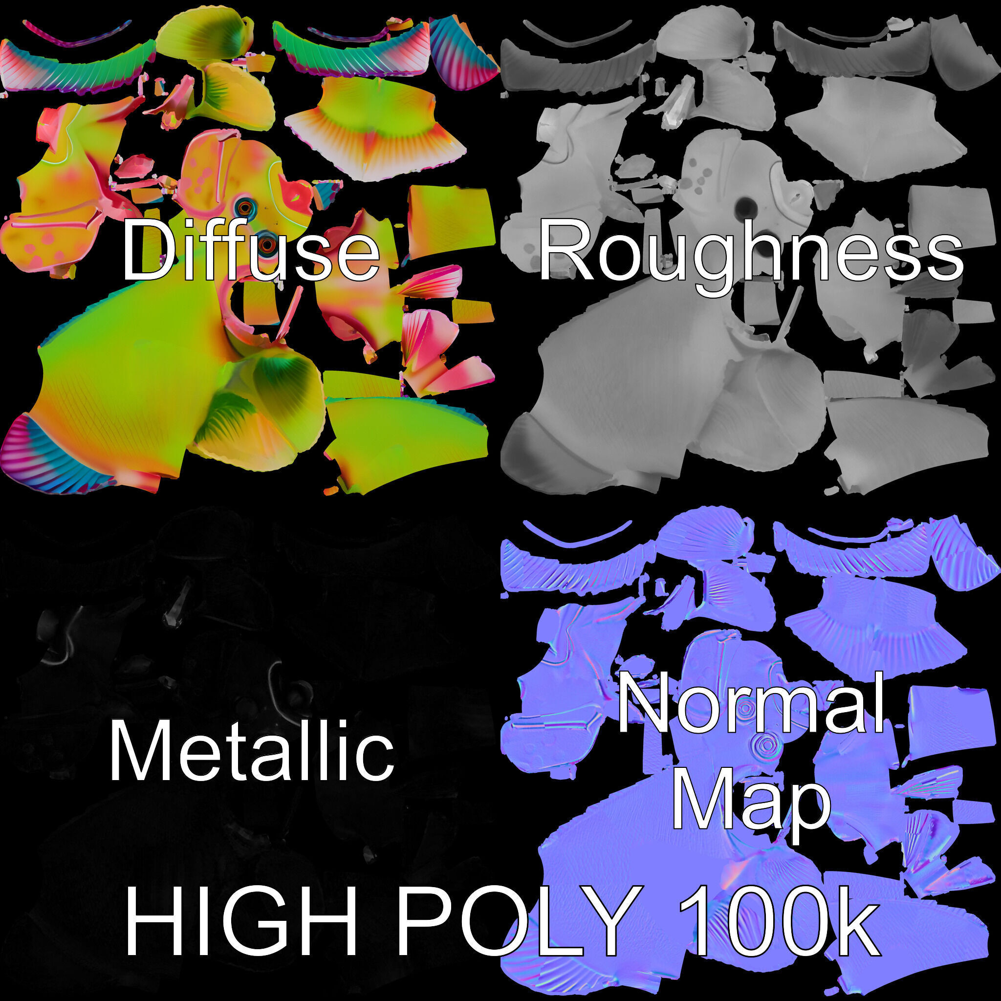 Colorful Tropical Fish D Model Pack Low-poly 3D model_2