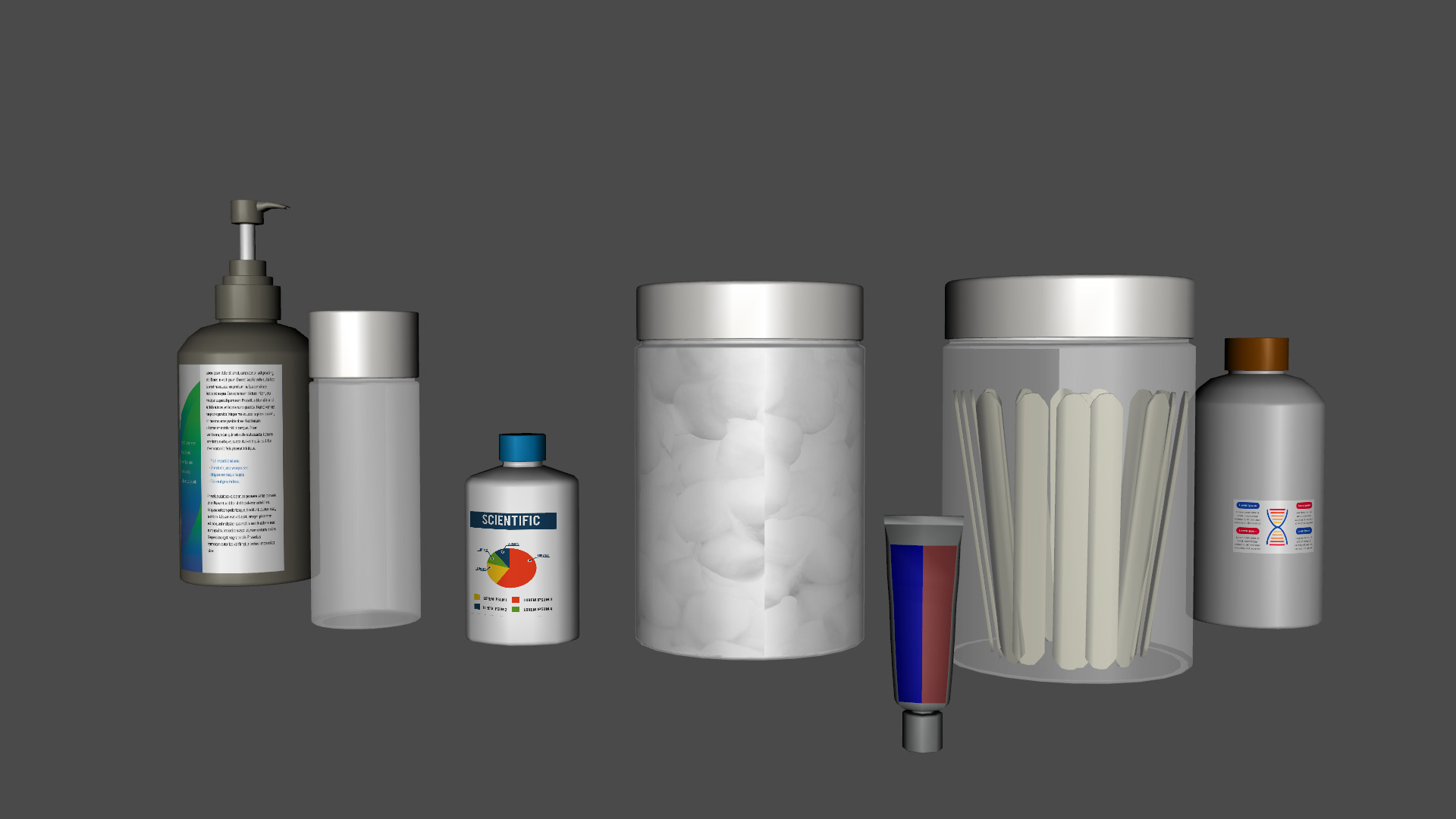 Medical Bottles and Jars Pack Low-poly 3D model_11