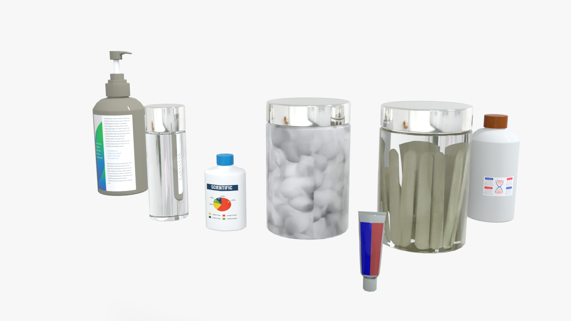 Medical Bottles and Jars Pack Low-poly 3D model_1