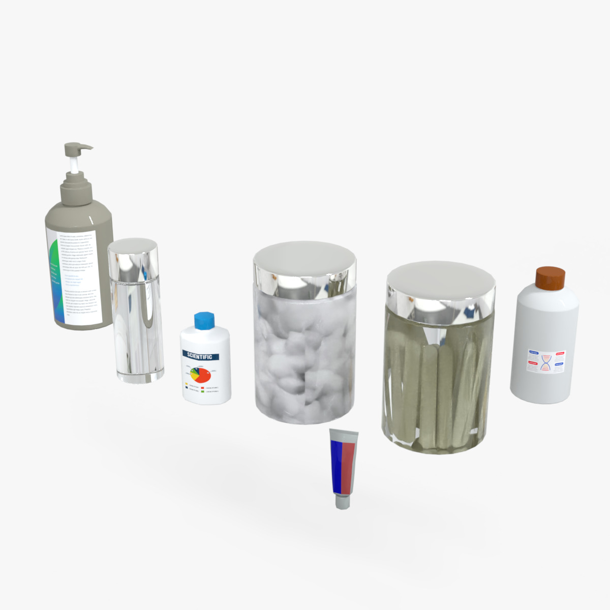 Medical Bottles and Jars Pack Low-poly 3D model_10