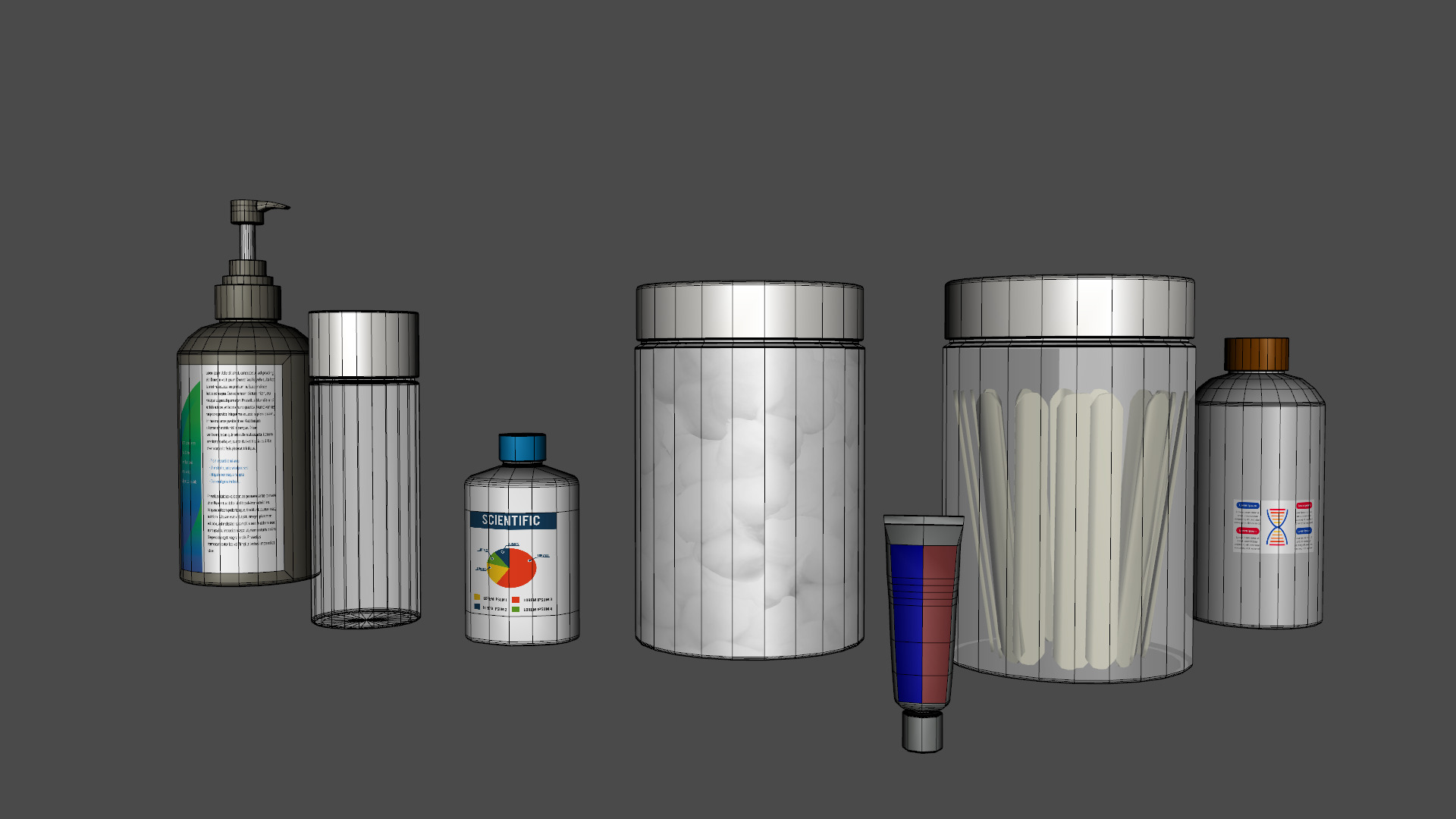 Medical Bottles and Jars Pack Low-poly 3D model_12