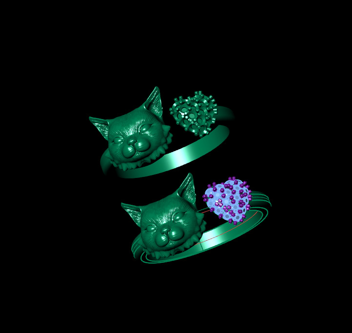ANILLO GATO CORAZON 3D print model_2