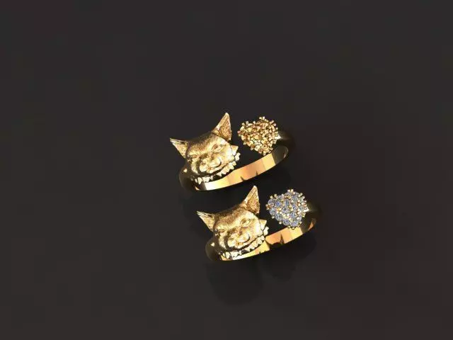 ANILLO GATO CORAZON 3D print model_0