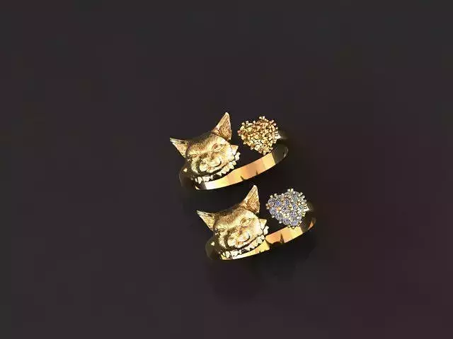 ANILLO GATO CORAZON 3D print model