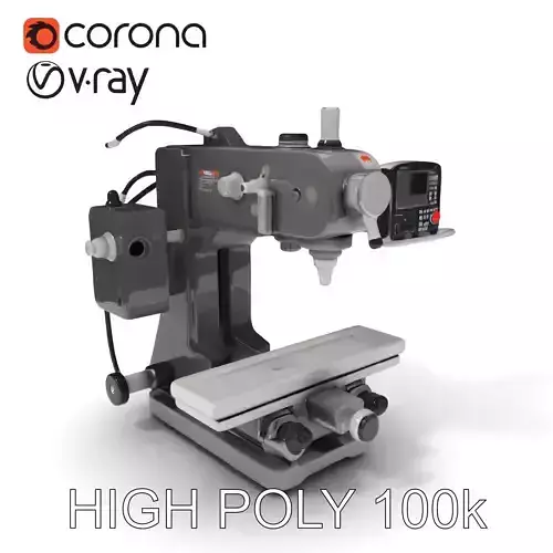 CNC Milling Machine Model Pack with Detailed Features Low-poly 3D model