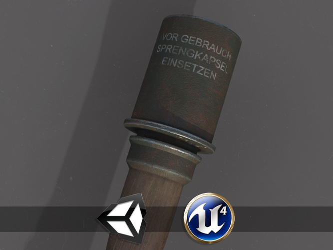 World War II - German Grenade - PBR Weapon Free low-poly 3D model