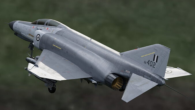 F4 Phantom 2 -Grey Texture-Fully Rigged-Changeble Decal -Texts Low-poly 3D model