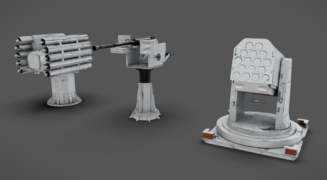 Deck Guns 02 Low-poly 3D model_1