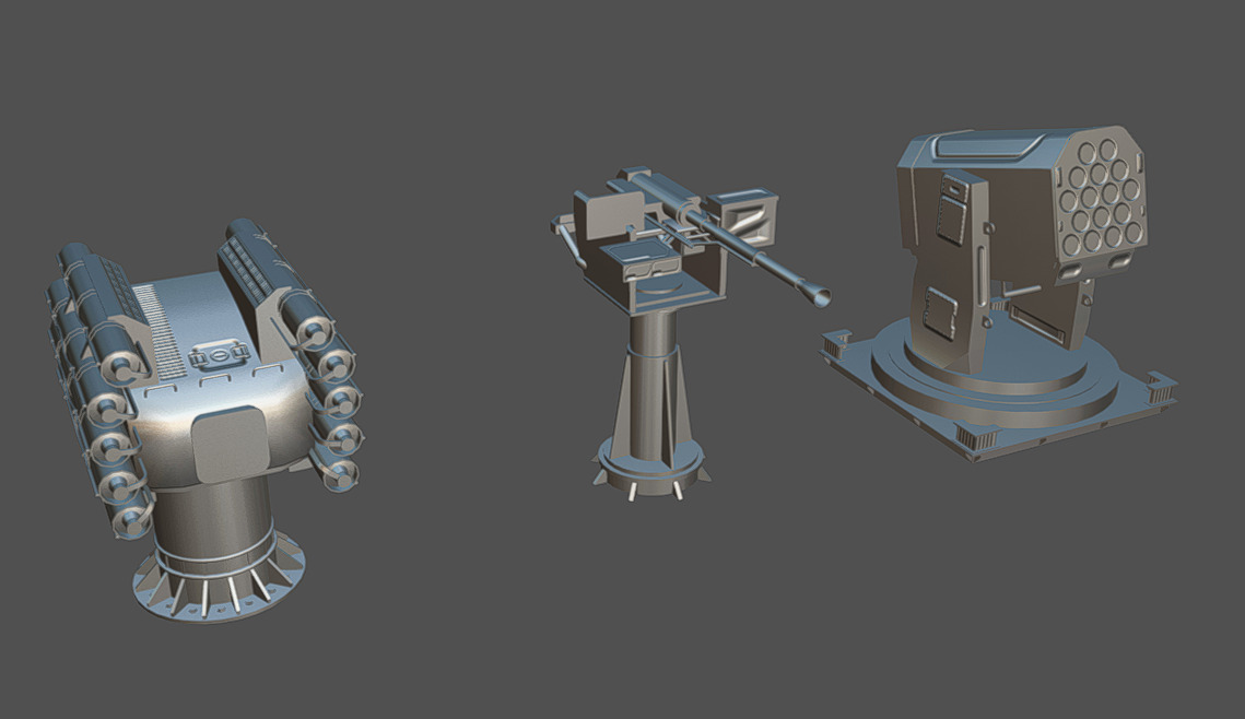 Deck Guns 02 Low-poly 3D model_5