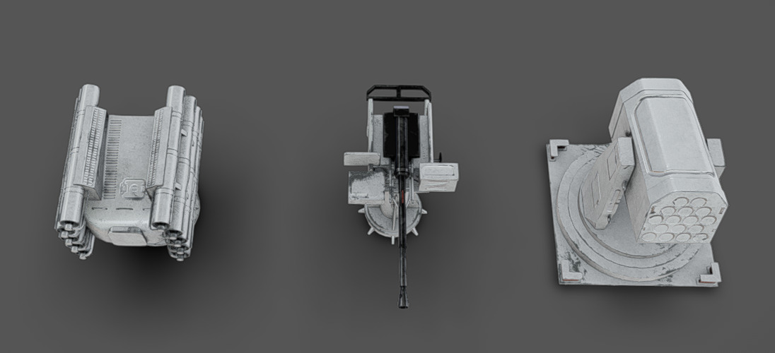 Deck Guns 02 Low-poly 3D model_4