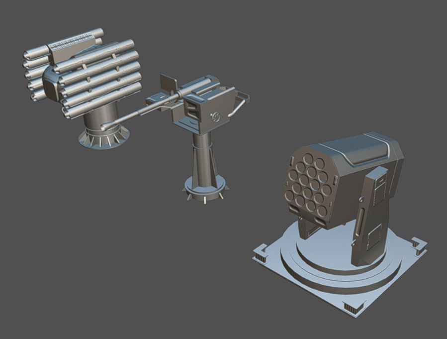 Deck Guns 02 Low-poly 3D model_6