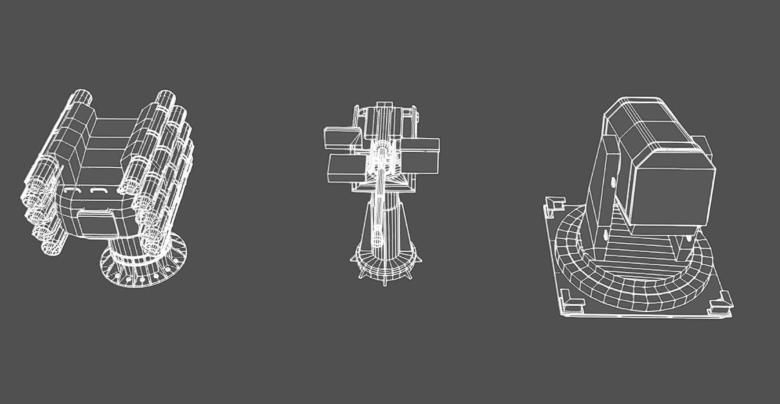 Deck Guns 02 Low-poly 3D model_7