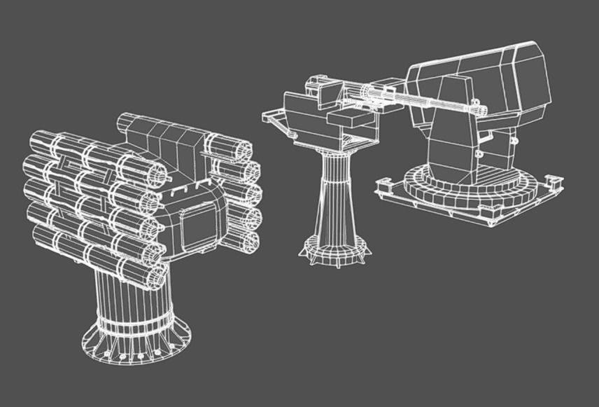 Deck Guns 02 Low-poly 3D model_8