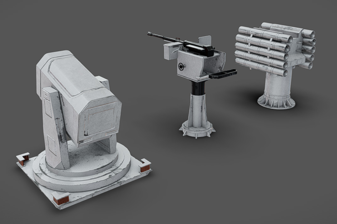Deck Guns 02 Low-poly 3D model_2