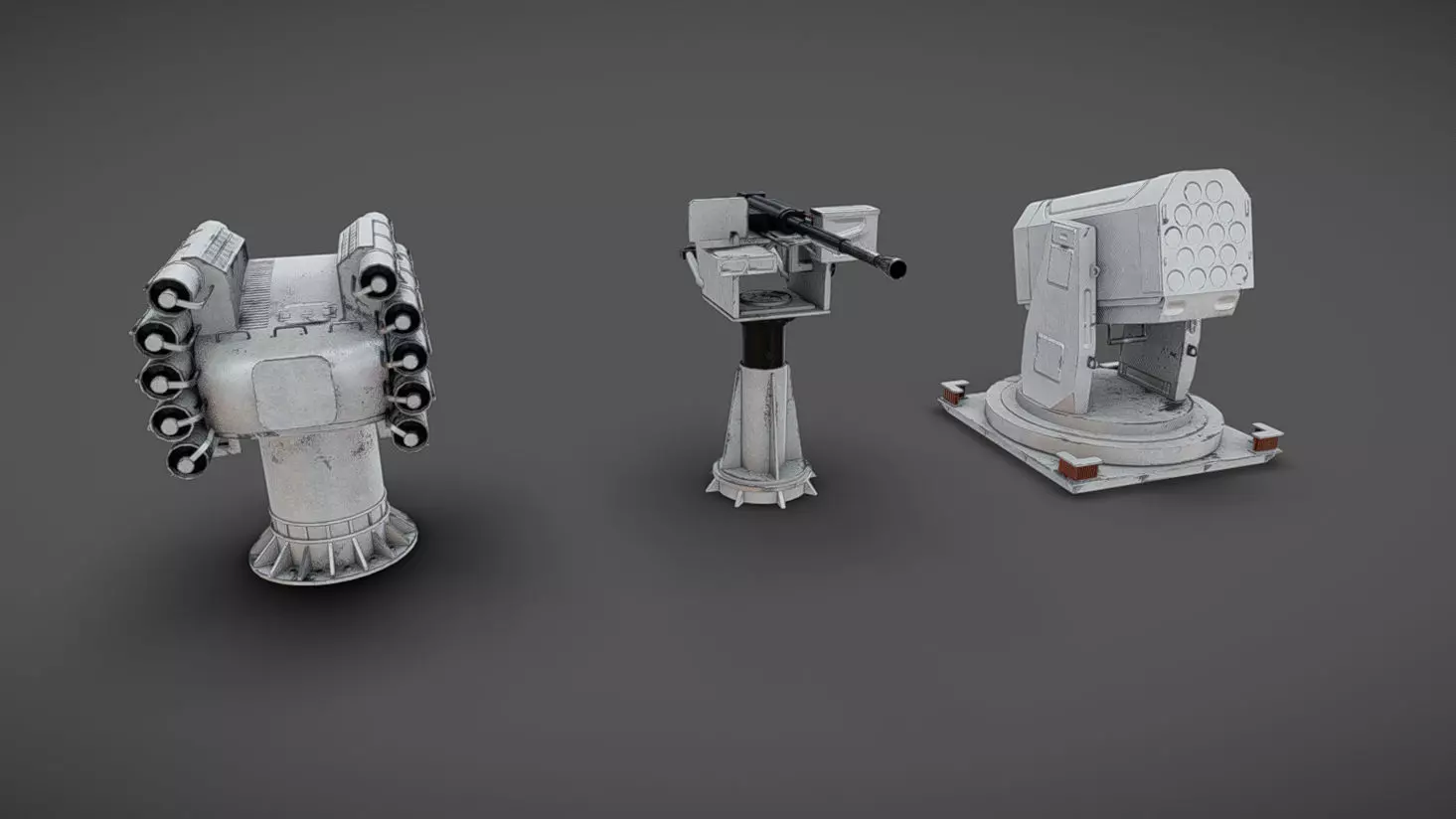 Deck Guns 02 Low-poly 3D model_0