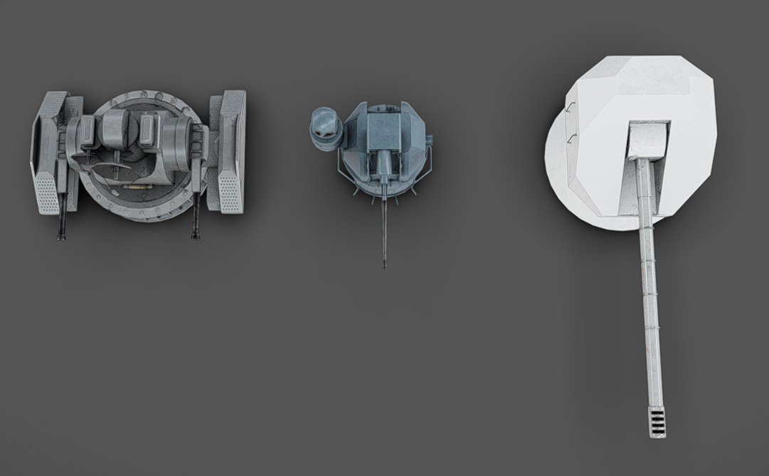 Deck Guns 03 Low-poly 3D model_4
