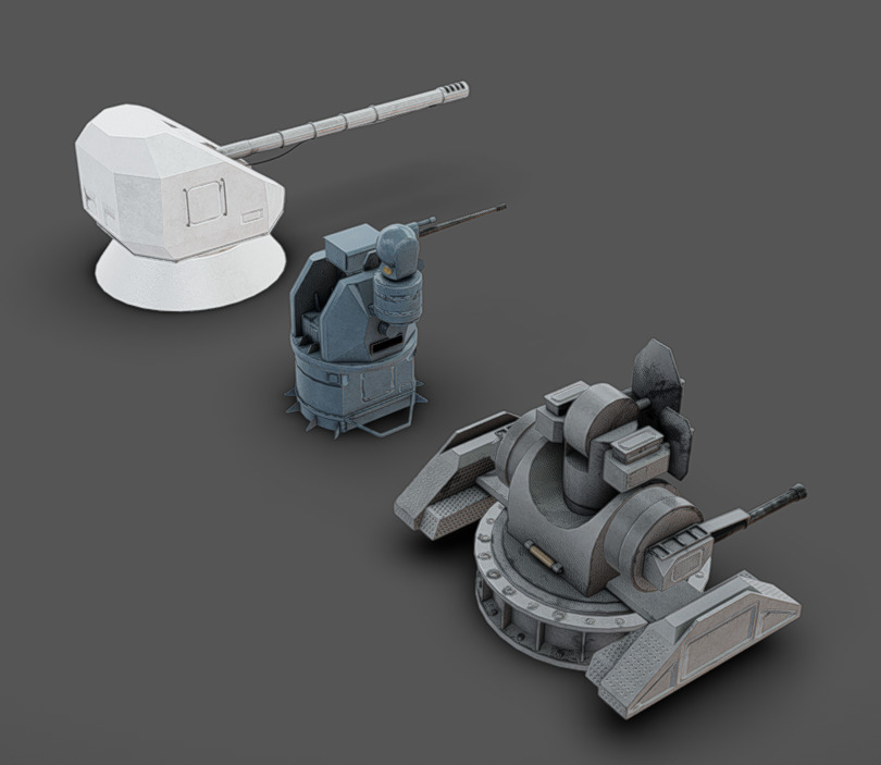 Deck Guns 03 Low-poly 3D model_3