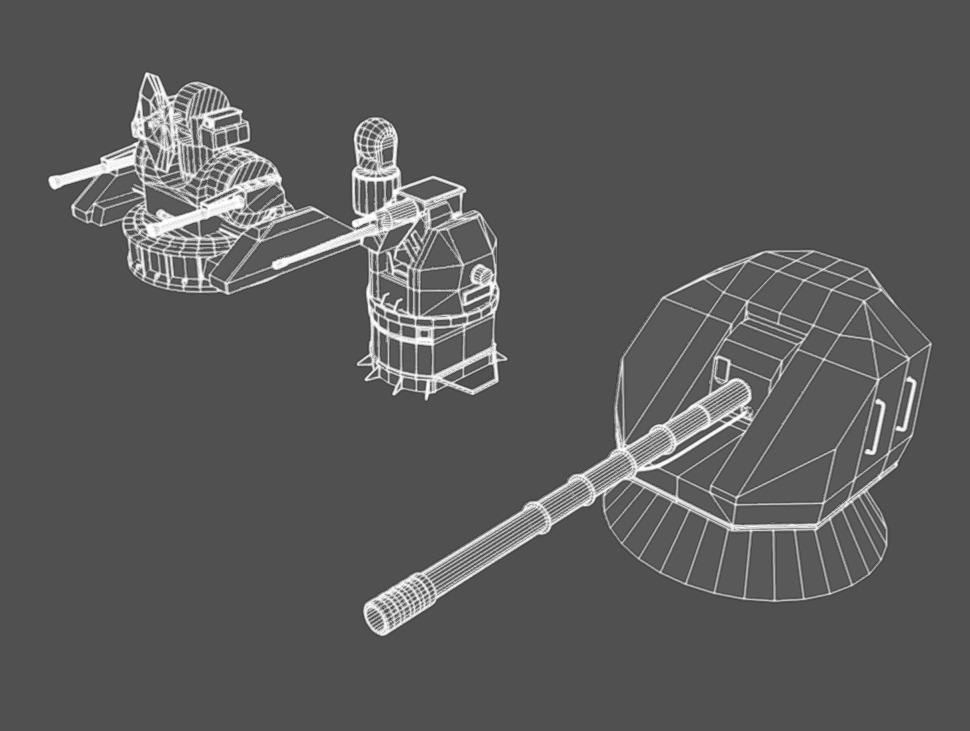 Deck Guns 03 Low-poly 3D model_8