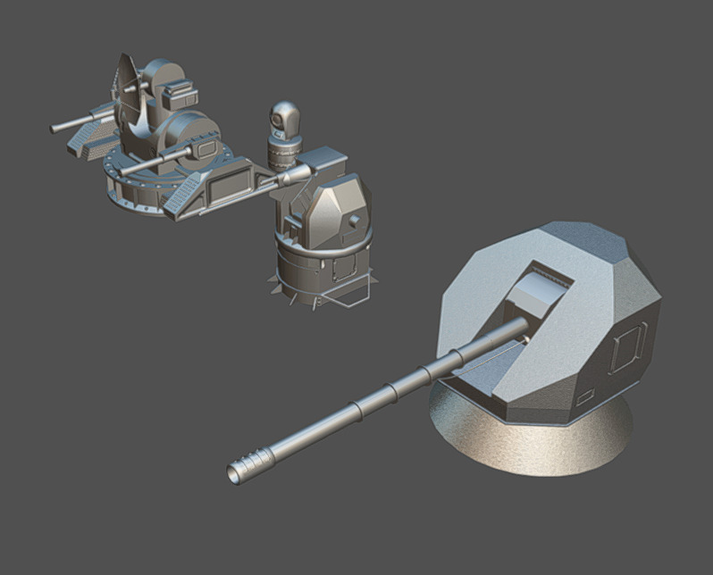 Deck Guns 03 Low-poly 3D model_7