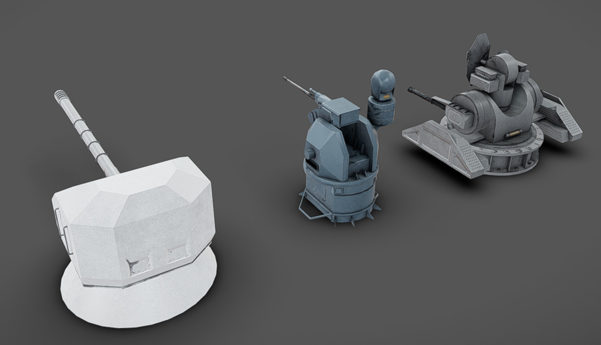 Deck Guns 03 Low-poly 3D model_2