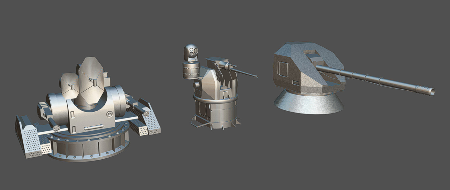 Deck Guns 03 Low-poly 3D model_6